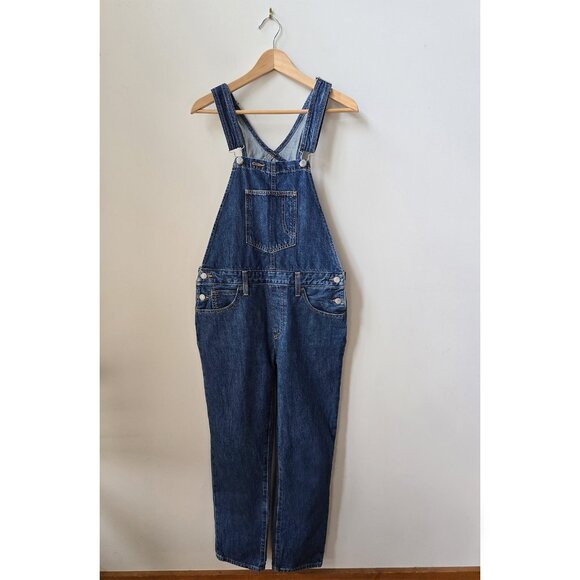 Free People Levi's Medium Blue Straight Leg Denim Overalls Size Medium 29 30 - Picture 2 of 9